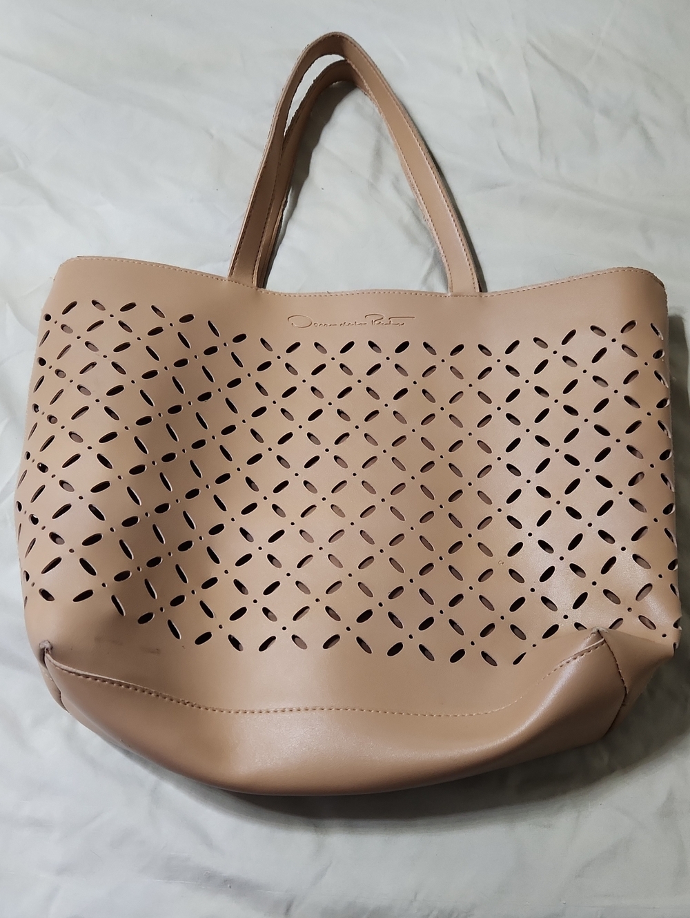 Oscar de la Renta Pale Pink Perforated Tote